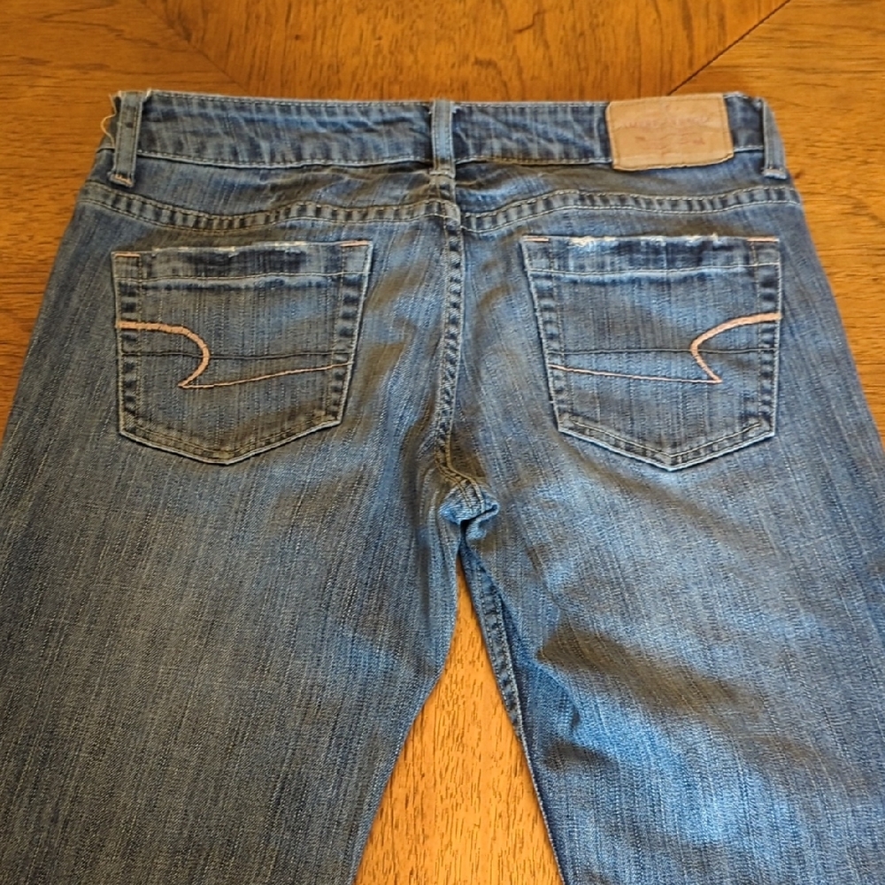 Y2K American Eagle Outfitters Classic Blue Jeans Lightly Distressed Hipster - Picture 3 of 14